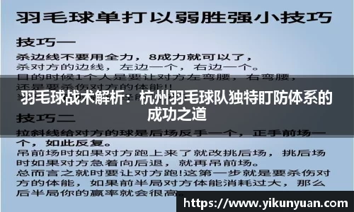 羽毛球战术解析：杭州羽毛球队独特盯防体系的成功之道